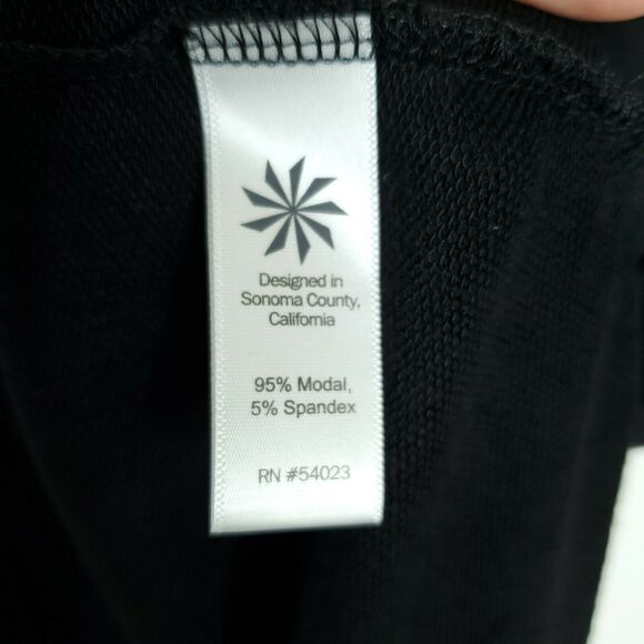 Athleta Crossback Sweatshirt Dress M Black Short Sleeve Side Slits Modal - Picture 10 of 11